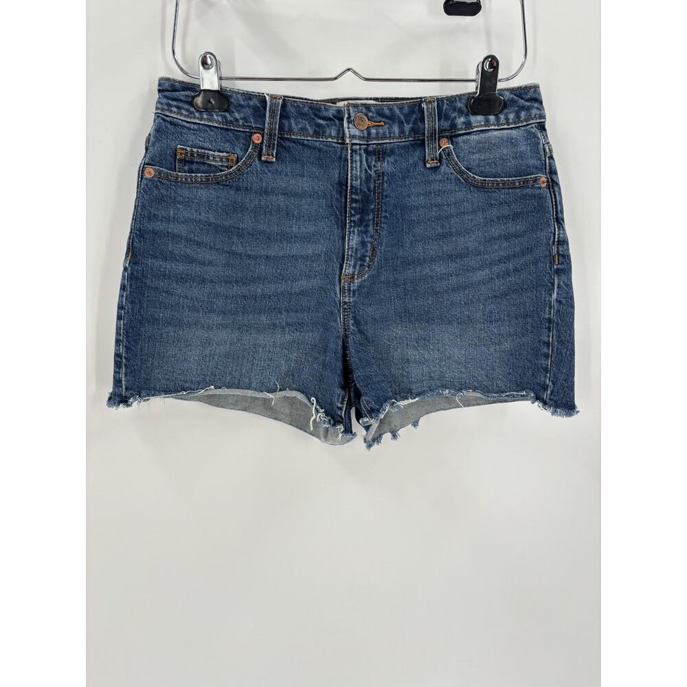 Universal Thread Vintage Midi Shorts Womens 6 / 28R Blue Denim Raw Hem Mid Rise